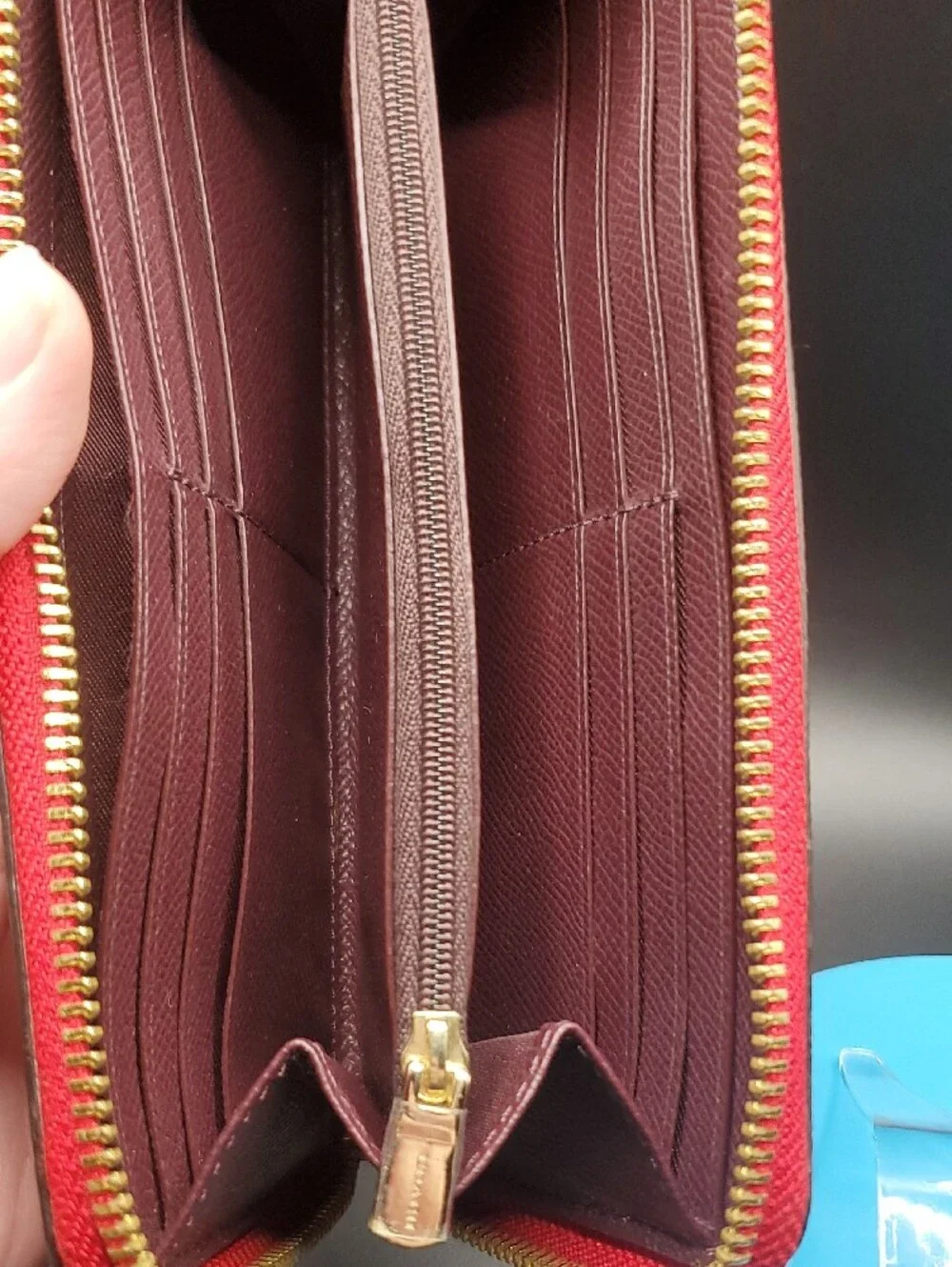Coach Pink Two-Tone With Red Zip-Around Wallet